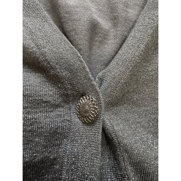 Maggie Barnes Sz 3X Flowy Open Cardigan Sweater‎ One Button Metallic Classic NWT - Picture 8 of 13